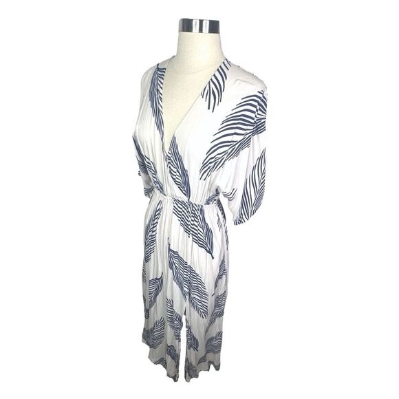 Lulus Sign of the Times White and Navy Blue Leaf Print Maxi Dress - Size XS - Picture 3 of 8